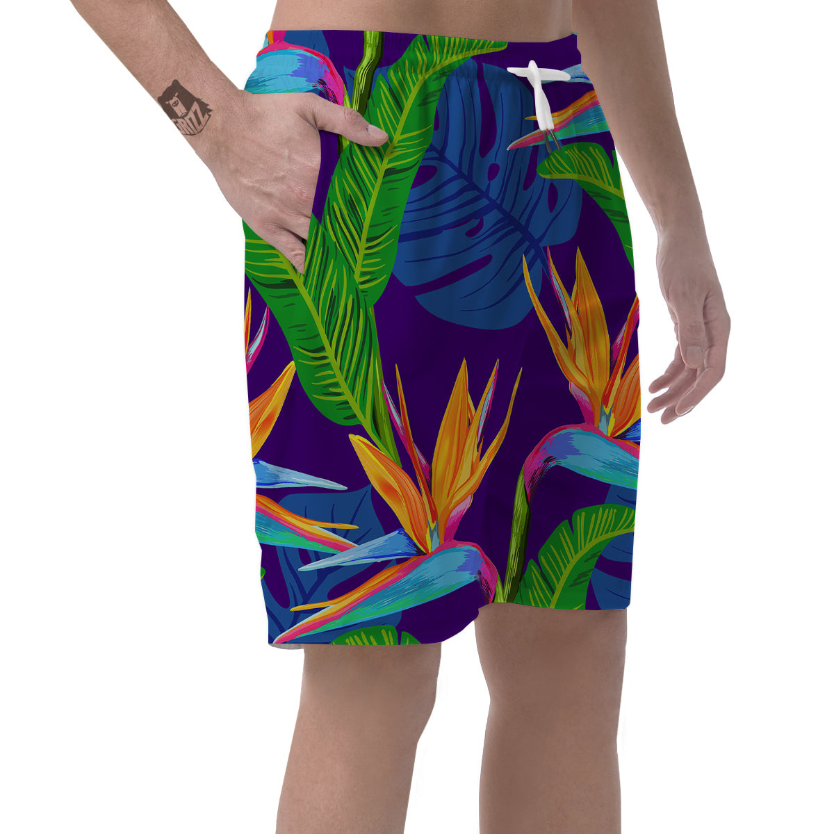 Tropical Leaves Colorful Print Pattern Colorful Men's Shorts-grizzshop