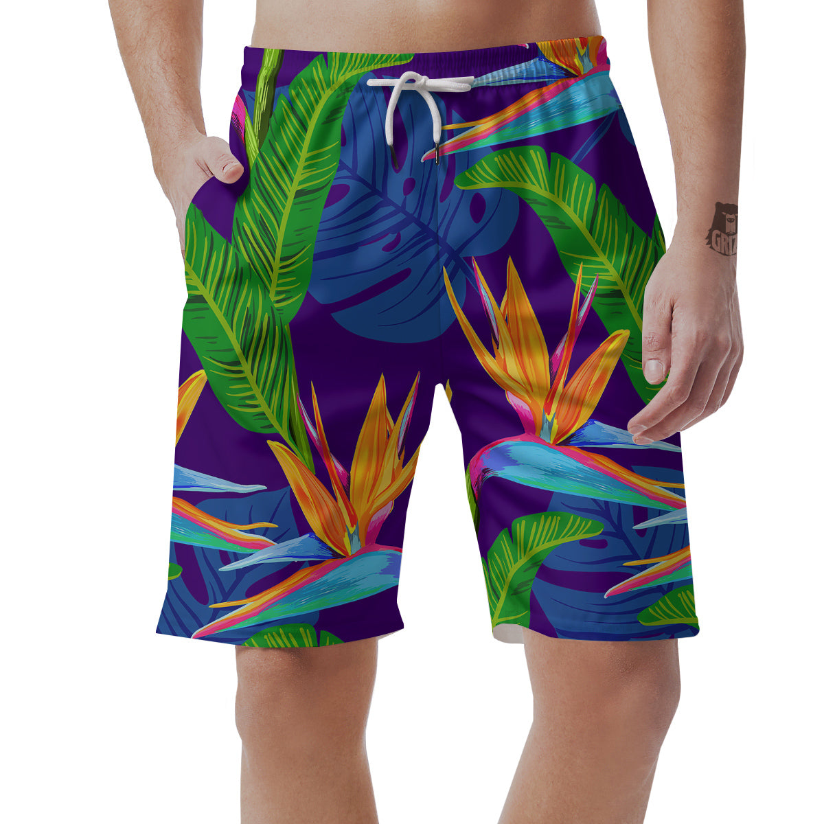Tropical Leaves Colorful Print Pattern Colorful Men's Shorts-grizzshop
