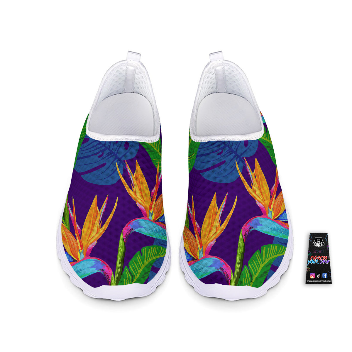 Tropical Leaves Colorful Print Pattern Colorful Nurse Shoes-grizzshop