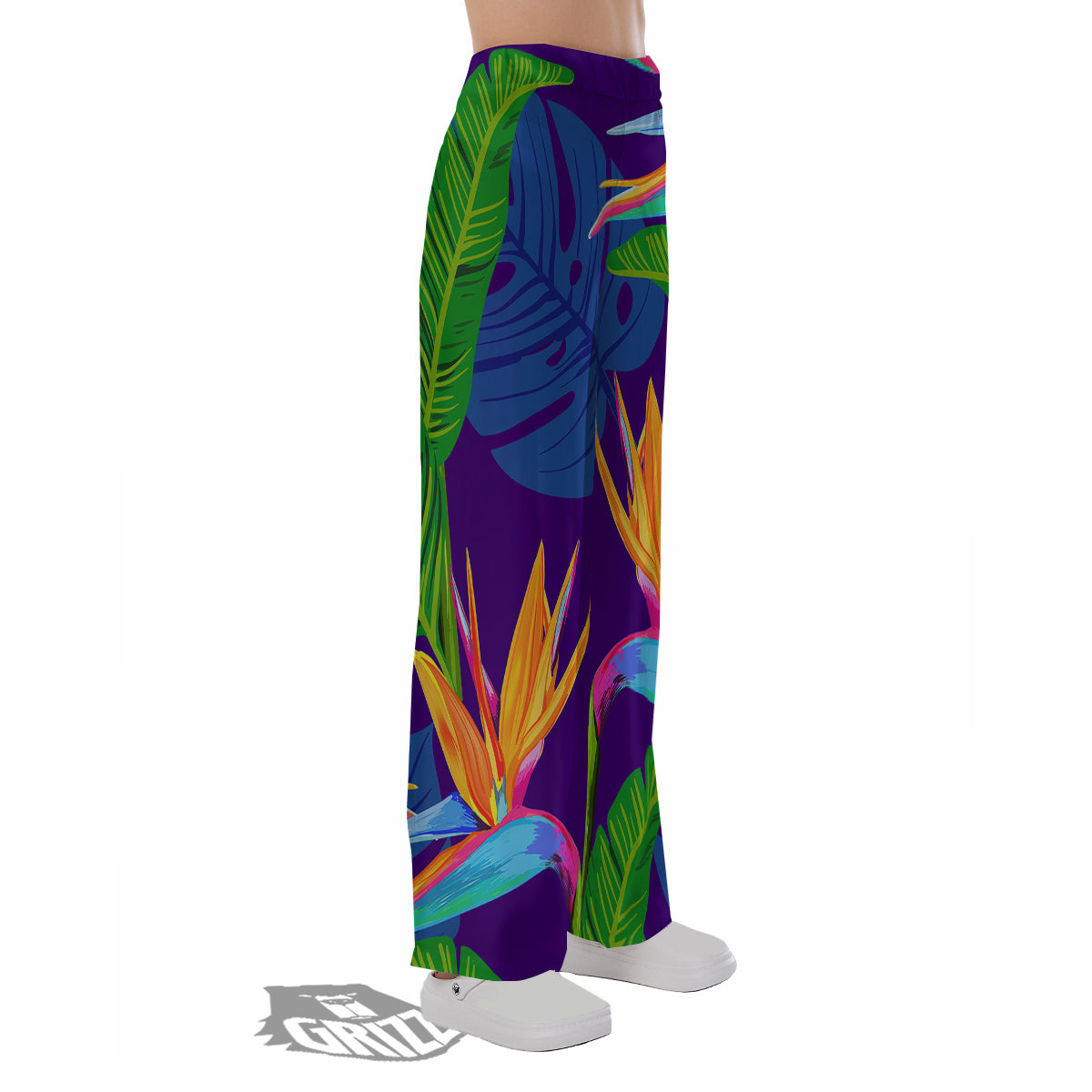 Tropical Leaves Colorful Print Pattern Colorful Pajama Pants-grizzshop