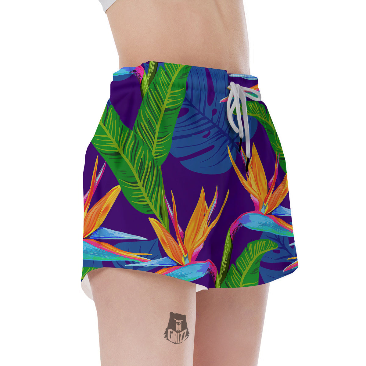 Tropical Leaves Colorful Print Pattern Colorful Women's Shorts-grizzshop