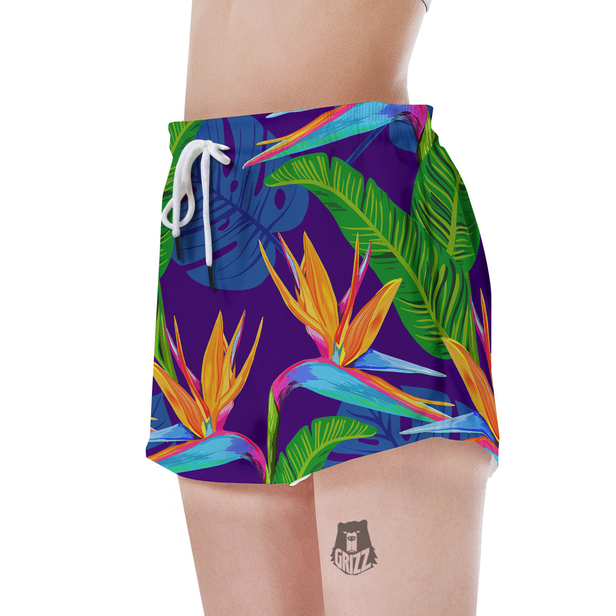 Tropical Leaves Colorful Print Pattern Colorful Women's Shorts-grizzshop