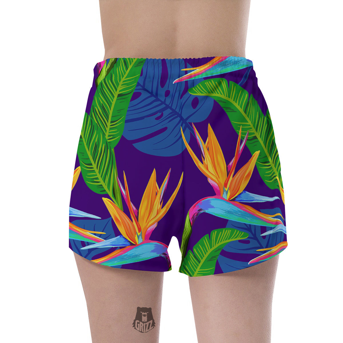 Tropical Leaves Colorful Print Pattern Colorful Women's Shorts-grizzshop