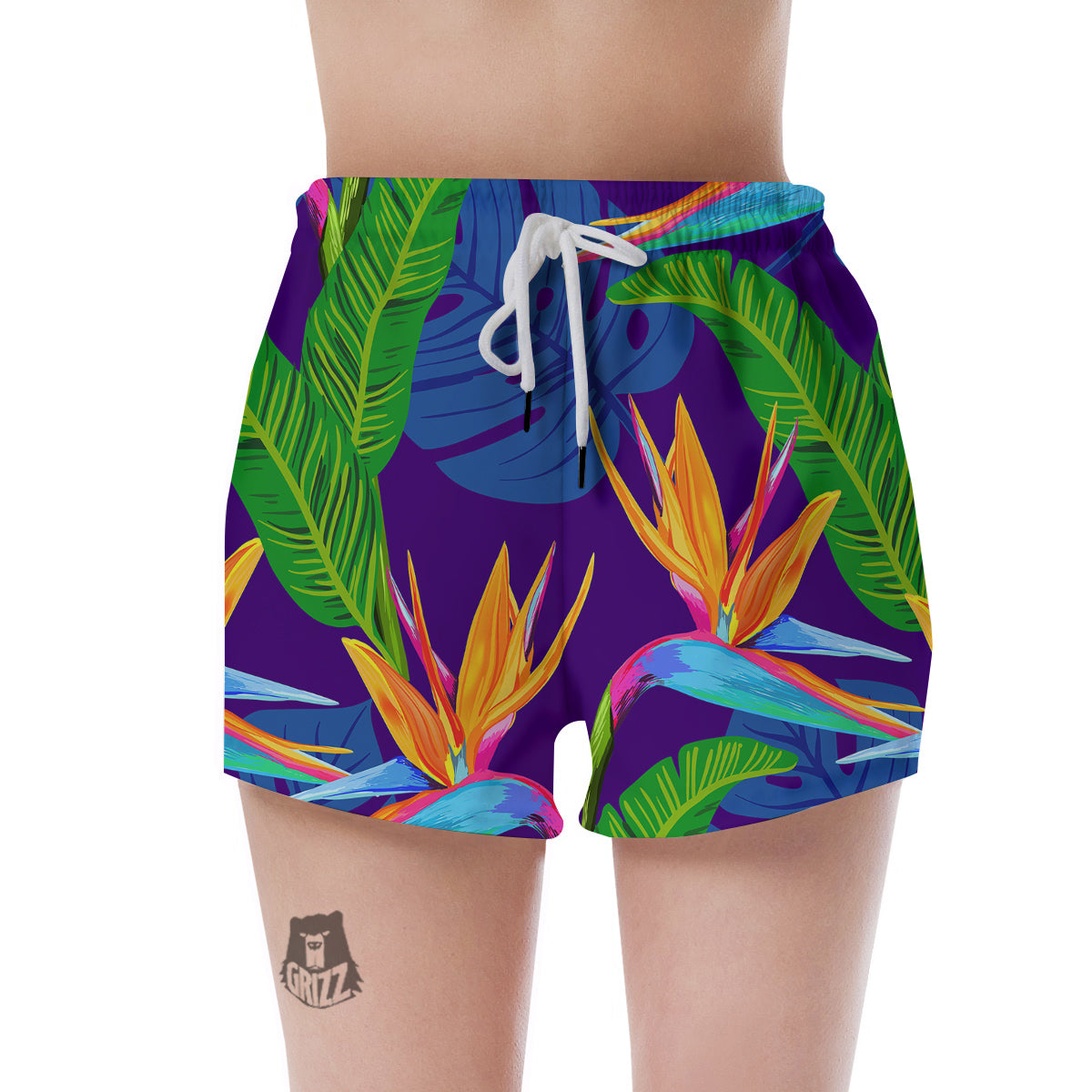 Tropical Leaves Colorful Print Pattern Colorful Women's Shorts-grizzshop