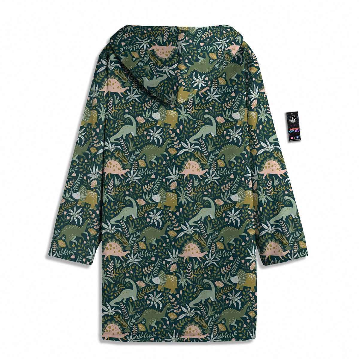 Tropical Leaves Cute Dino Print Pattern Men's Windbreaker Jacket-grizzshop