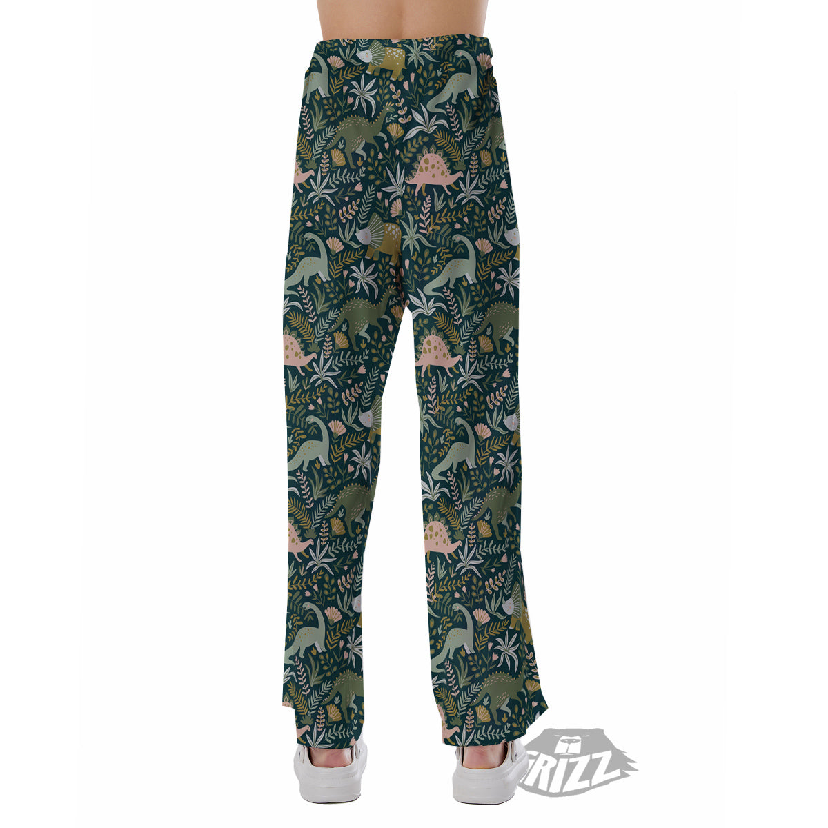 Tropical Leaves Cute Dino Print Pattern Pajama Pants-grizzshop