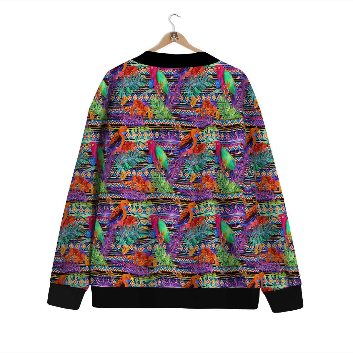 Tropical Leaves Exotic Bird Aztec Print Pattern Cardigan-grizzshop