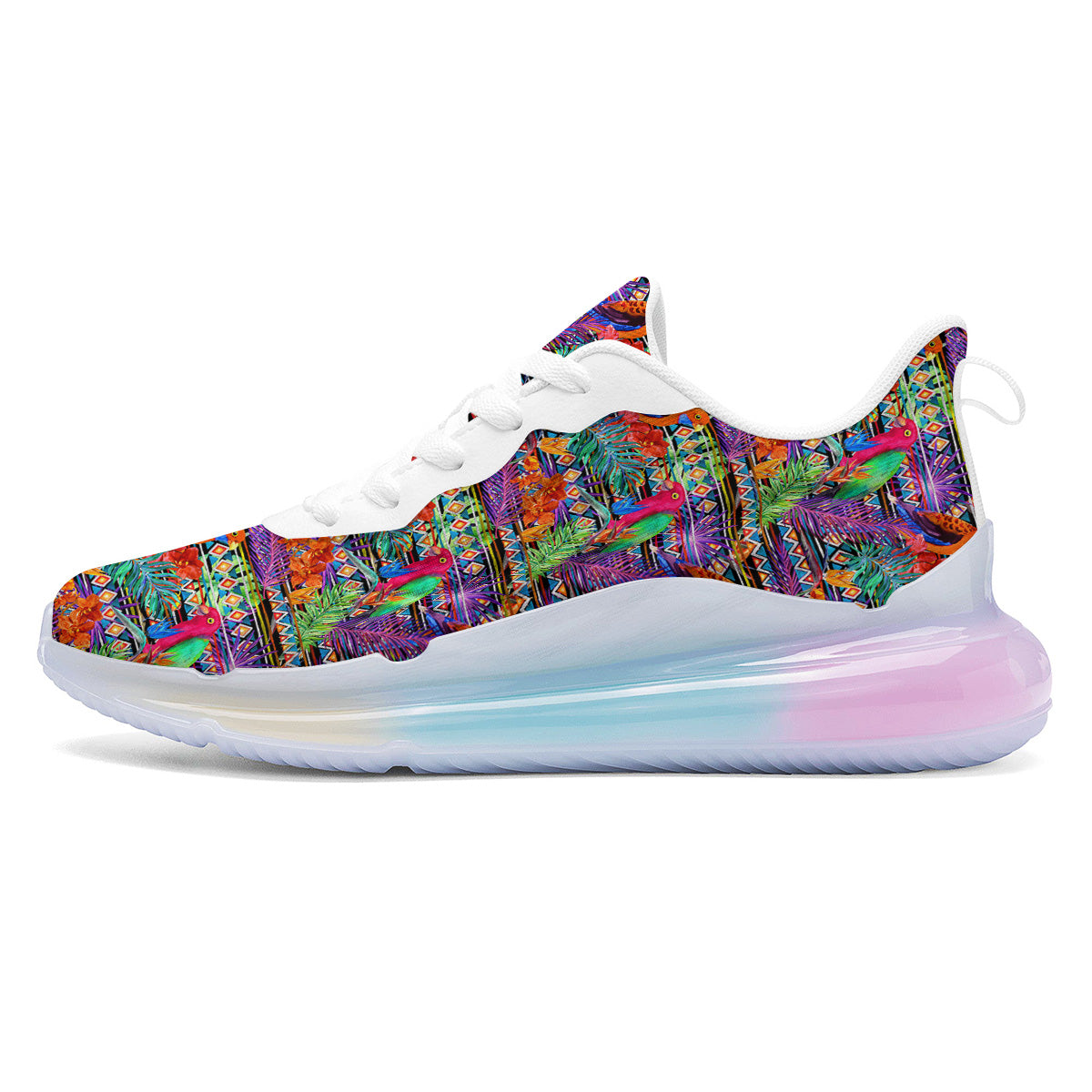 Tropical Leaves Exotic Bird Aztec Print Pattern Running Sneakers-grizzshop
