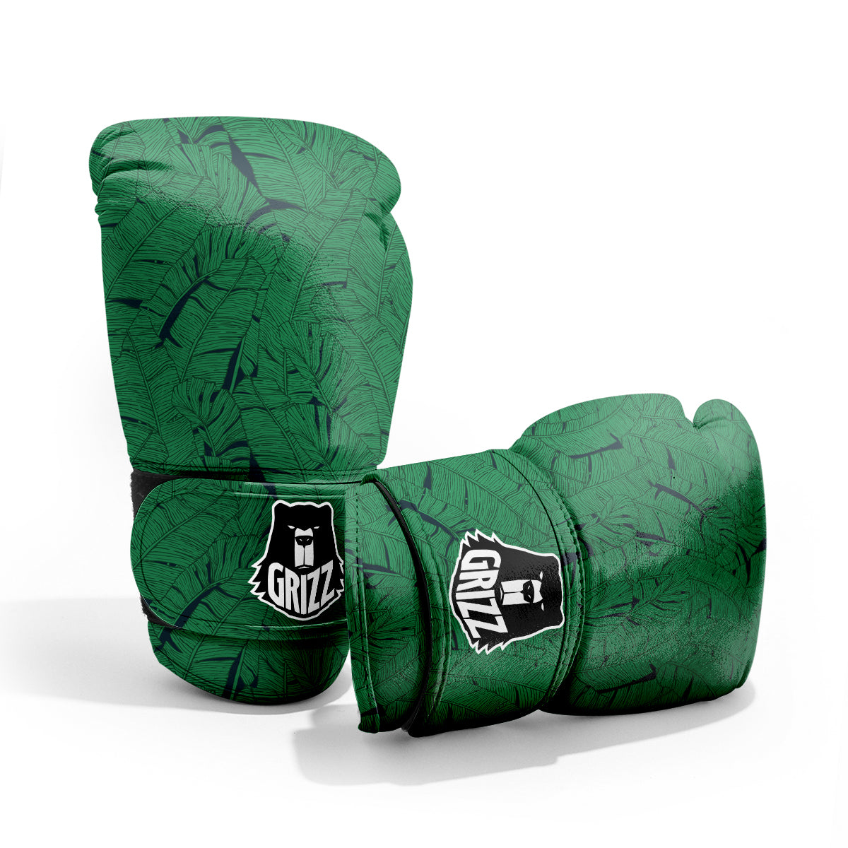 Tropical Leaves Green Print Pattern Sparring Gloves-grizzshop