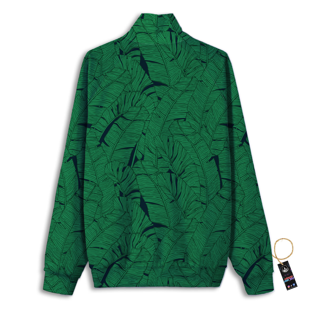 Tropical Leaves Green Print Pattern Track Jacket-grizzshop