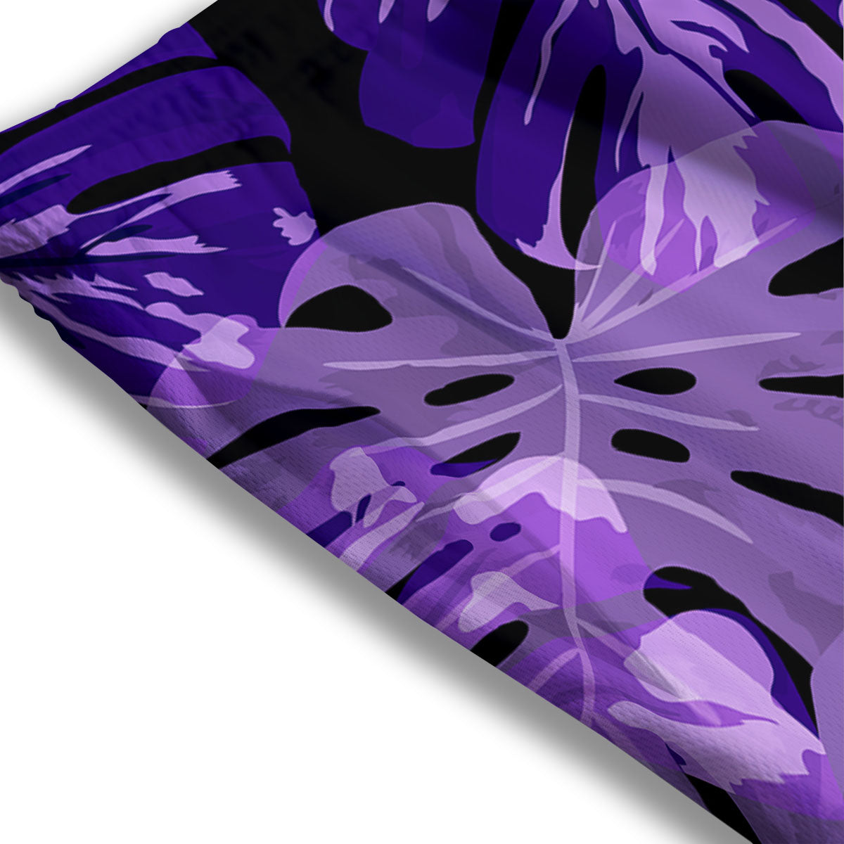 Tropical Leaves Purple Print Mesh Shorts-grizzshop