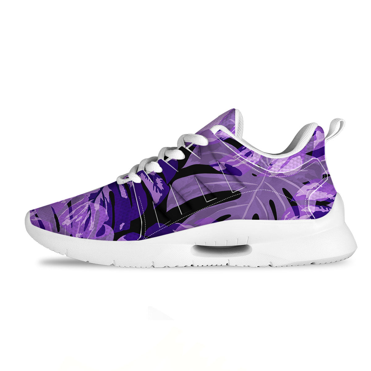 Tropical Leaves Purple Print Tennis Shoes-grizzshop
