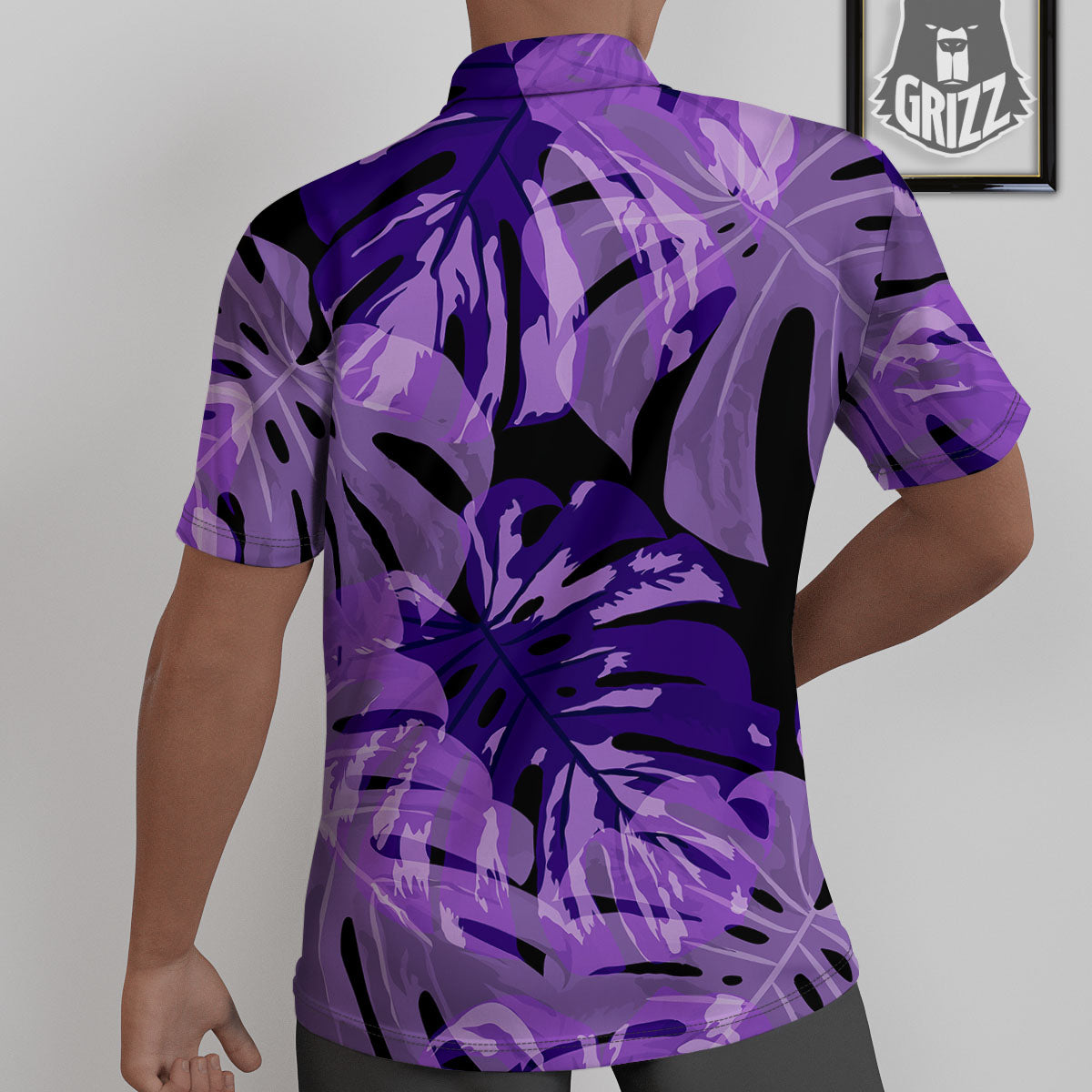 Tropical Leaves Purple Print Untucked Shirts-grizzshop