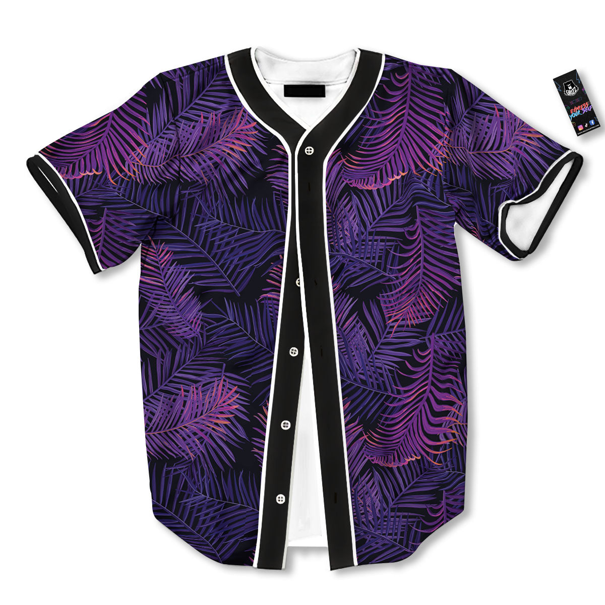 Tropical Leaves Violet Print Pattern Baseball Jersey-grizzshop