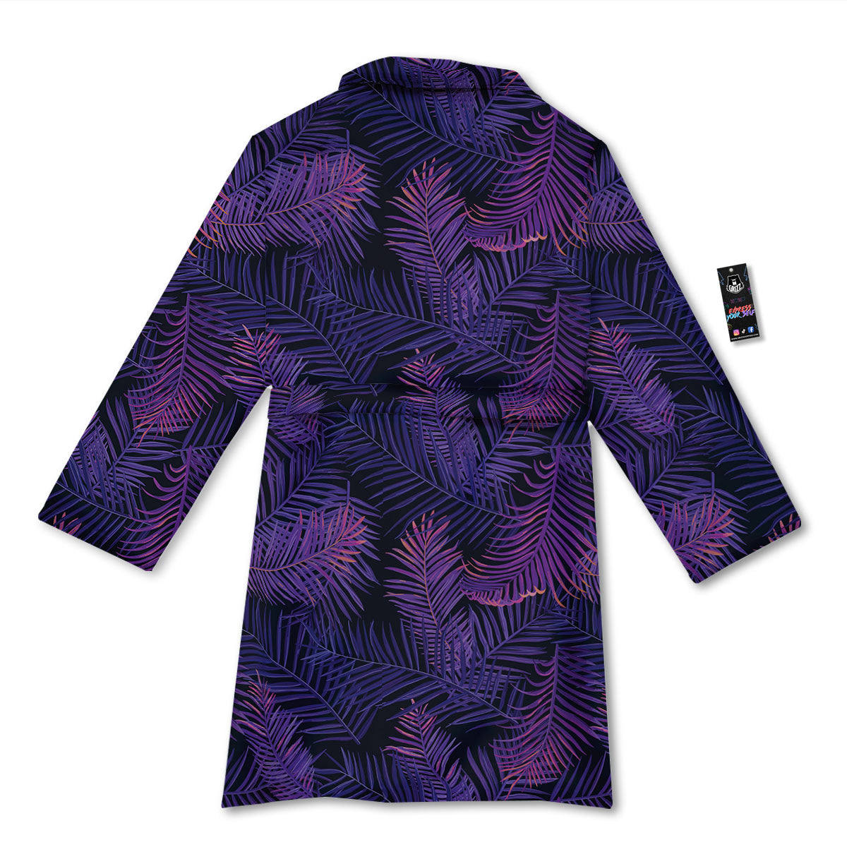 Tropical Leaves Violet Print Pattern Bathrobe-grizzshop