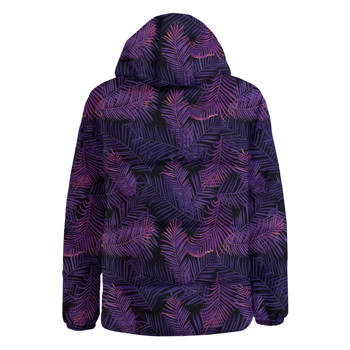 Tropical Leaves Violet Print Pattern Down Jacket-grizzshop