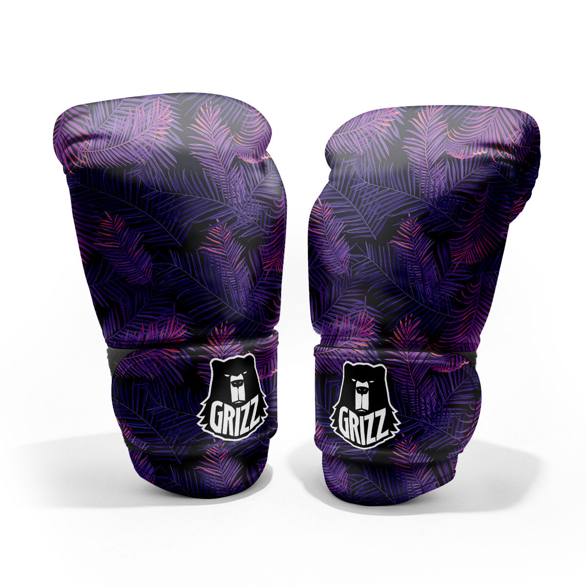 Tropical Leaves Violet Print Pattern Sparring Gloves-grizzshop