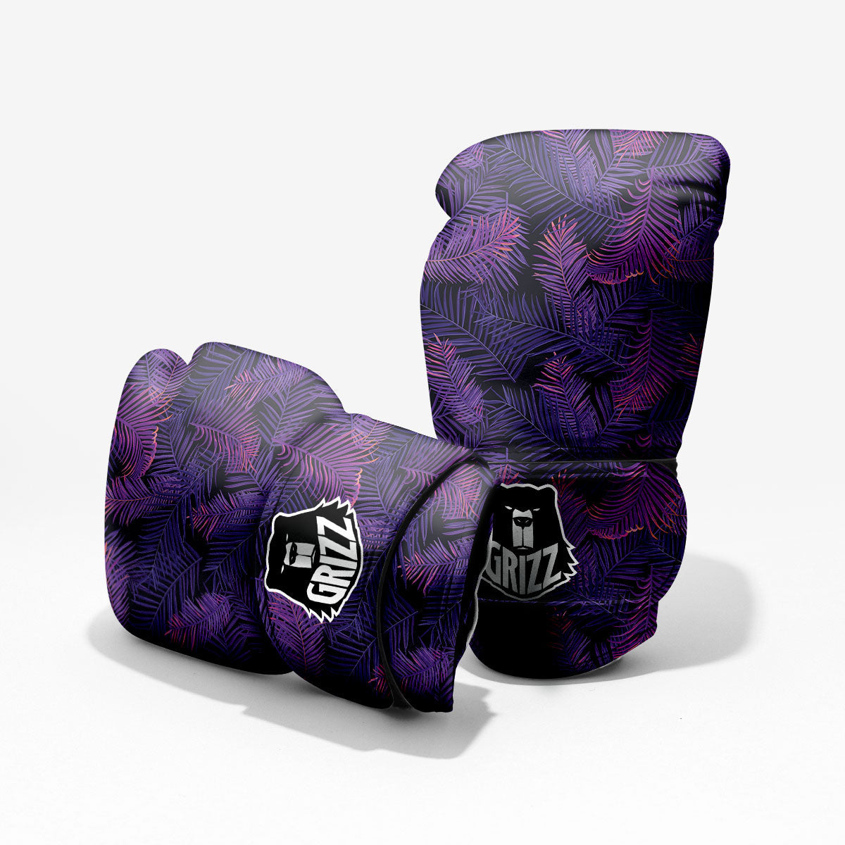 Tropical Leaves Violet Print Pattern Sparring Gloves-grizzshop