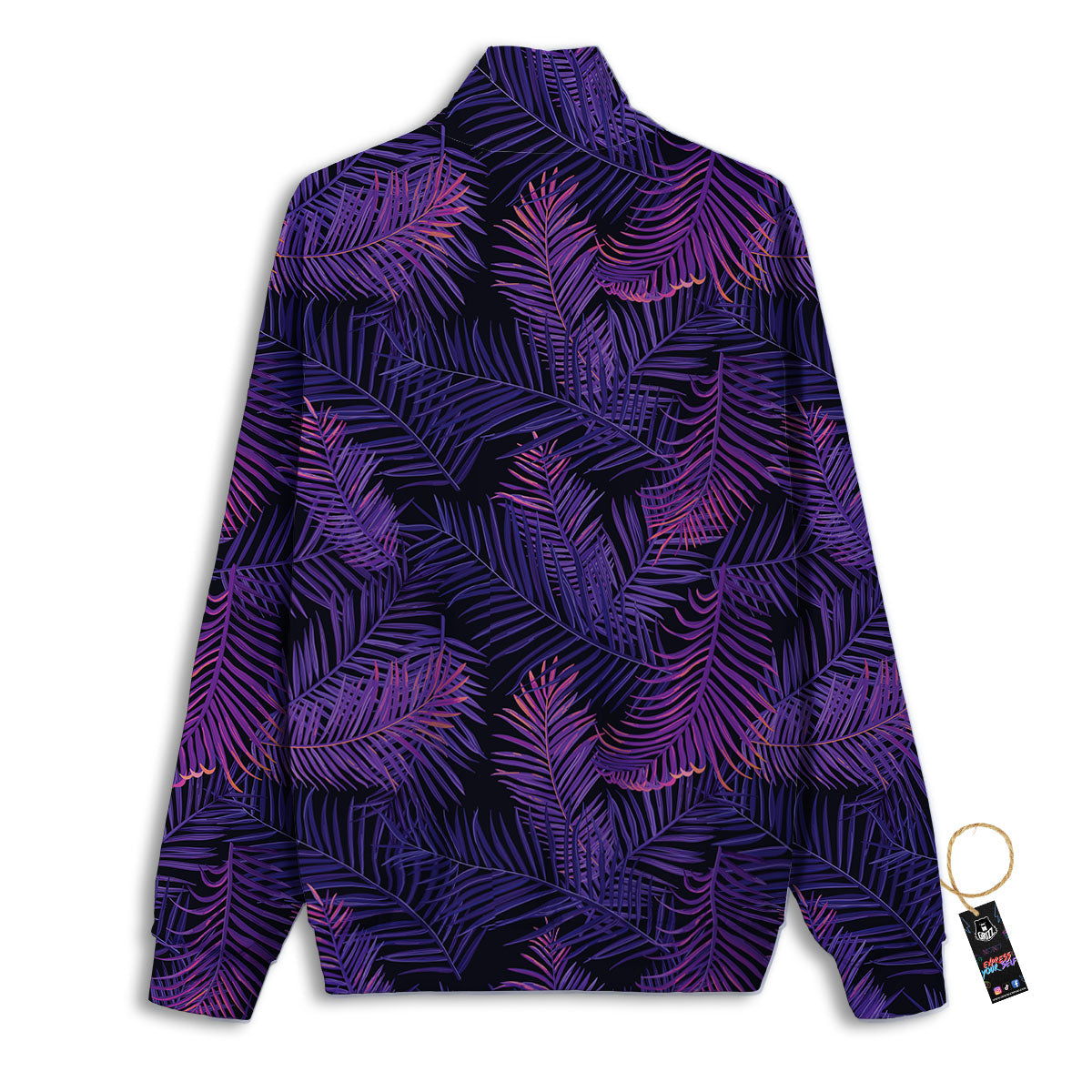 Tropical Leaves Violet Print Pattern Track Jacket-grizzshop
