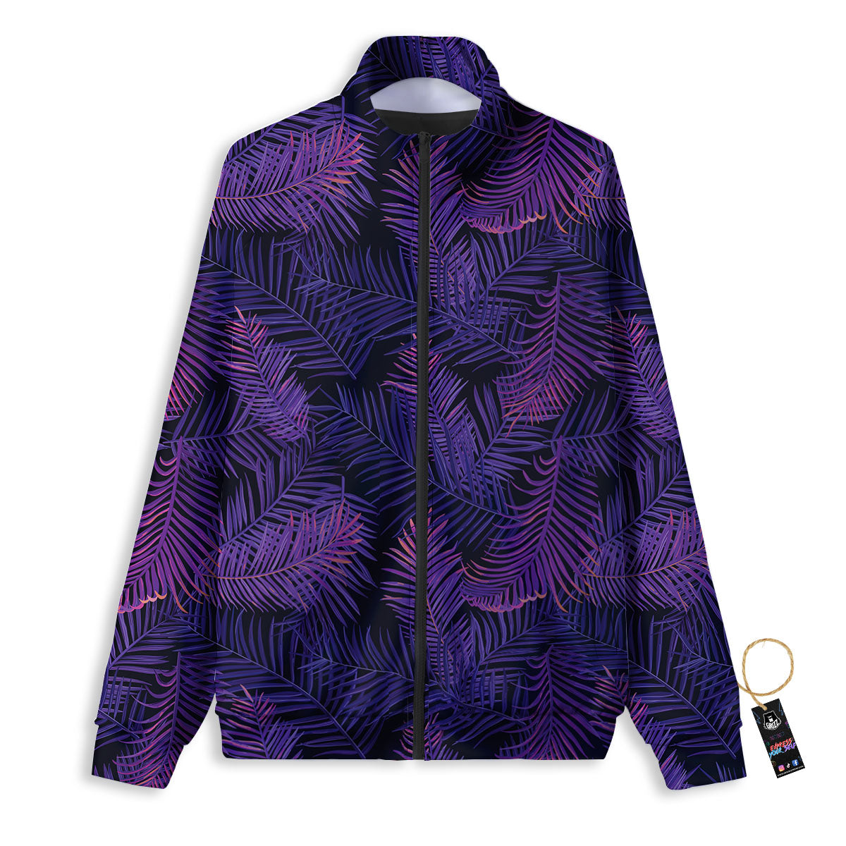 Tropical Leaves Violet Print Pattern Track Jacket-grizzshop