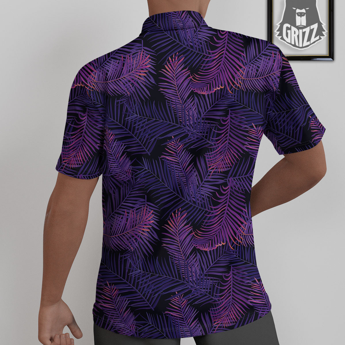 Tropical Leaves Violet Print Pattern Untucked Shirts-grizzshop