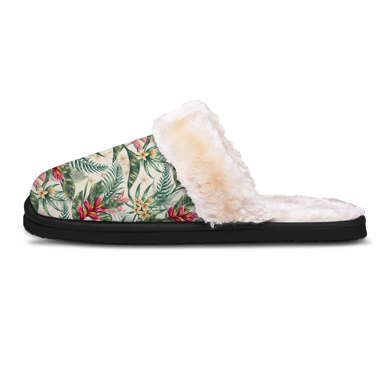 Tropical Leaves Watercolor Print Pattern Slippers-grizzshop