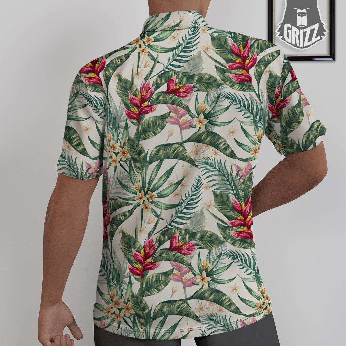 Tropical Leaves Watercolor Print Pattern Untucked Shirts-grizzshop