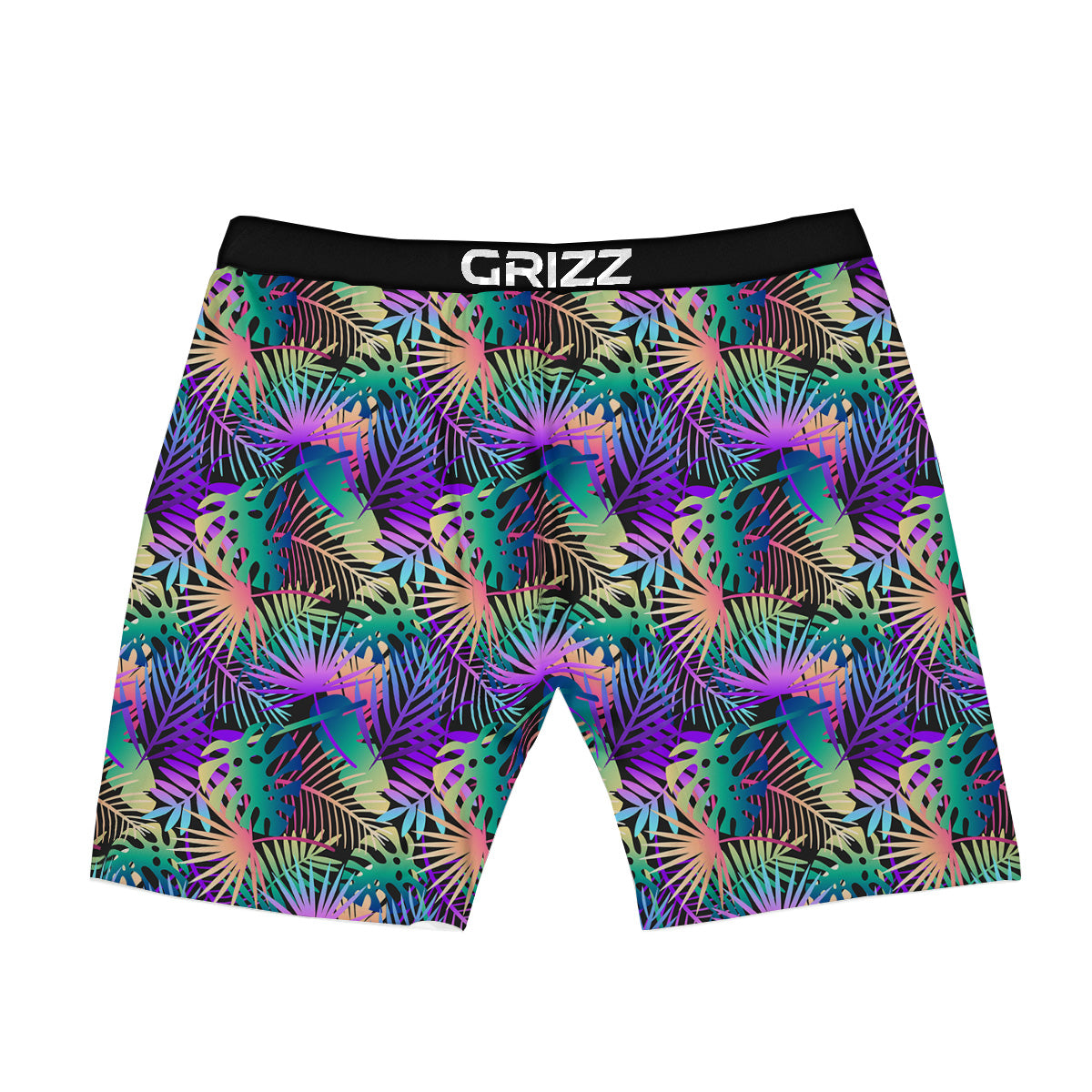 Tropical Neon Color And Palm Leaves Print Pattern Boxer Briefs-grizzshop