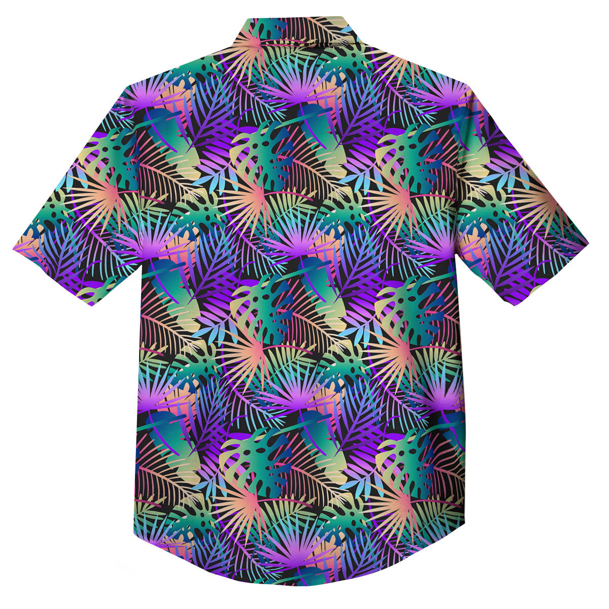 Tropical Neon Color And Palm Leaves Print Pattern Button Up Shirt-grizzshop