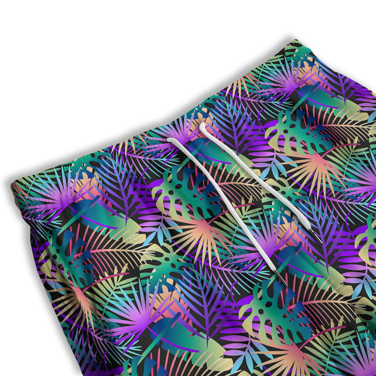 Tropical Neon Color And Palm Leaves Print Pattern Men's Athletic Shorts