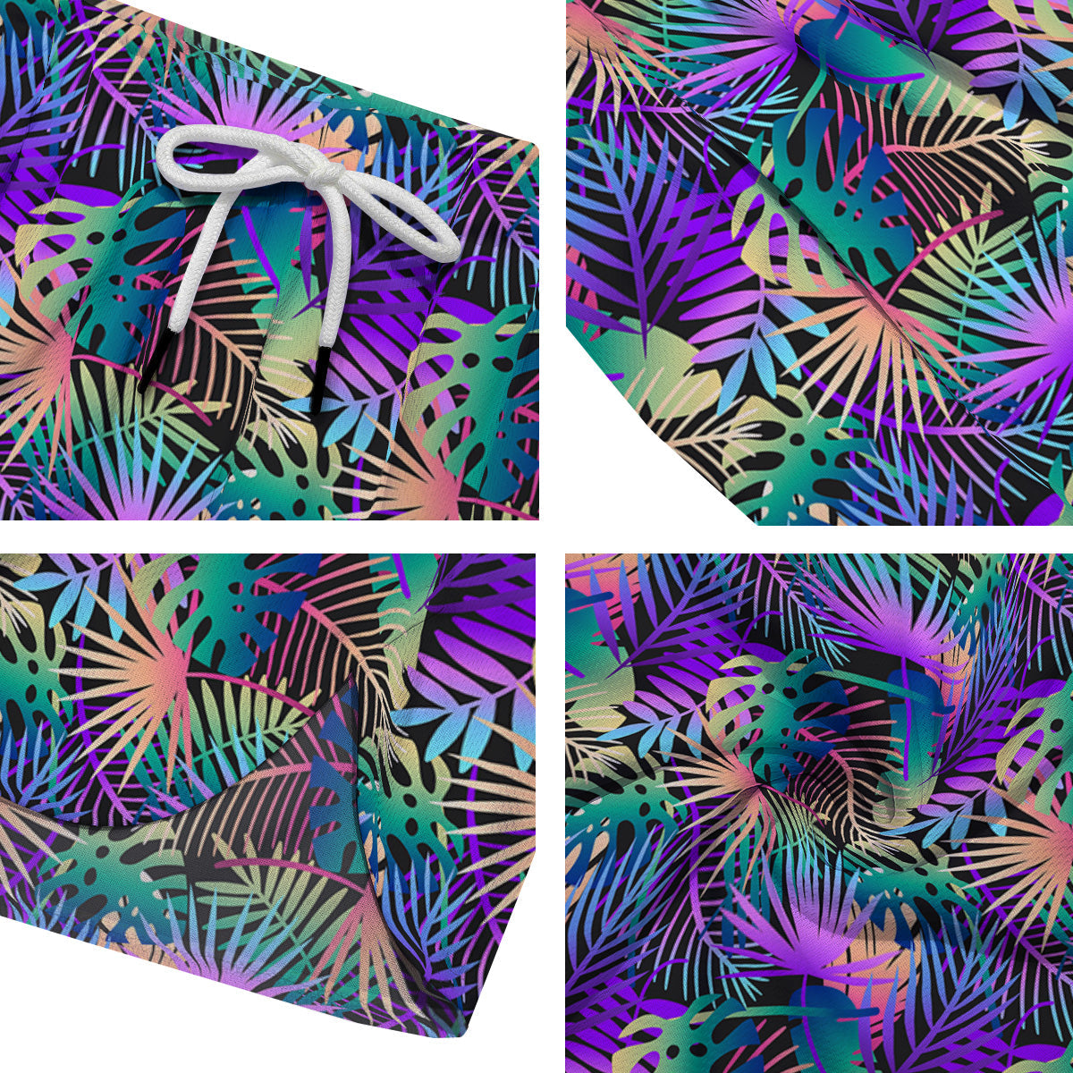 Tropical Neon Color And Palm Leaves Print Pattern Men's Running Shorts-grizzshop