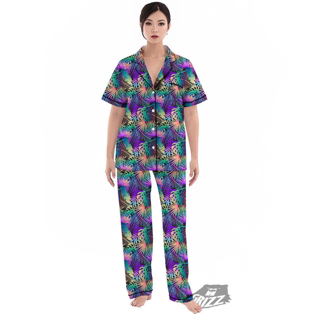 Polynesian Pattern Pajama Set Palm Style - Yellow LT7