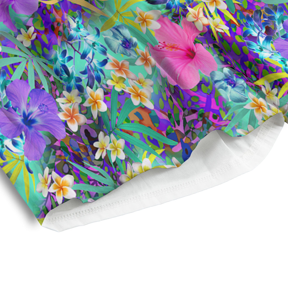 Tropical Neon Hibiscus Print Pattern Men's Athletic Shorts