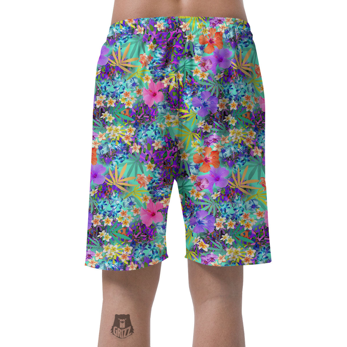 Tropical Neon Hibiscus Print Pattern Men's Shorts-grizzshop