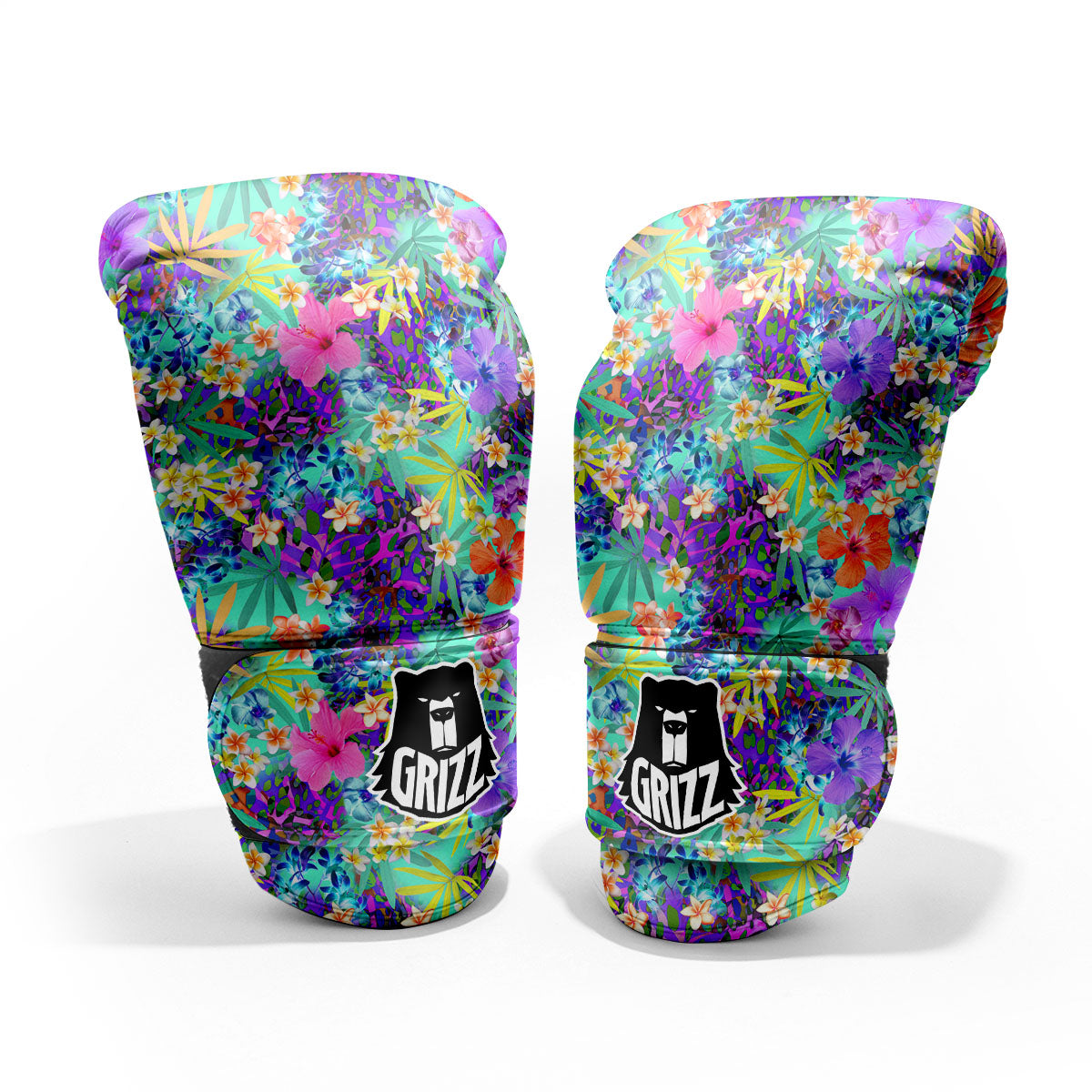Tropical Neon Hibiscus Print Pattern Pro Boxing Glove