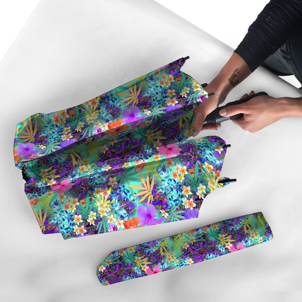 Tropical Neon Hibiscus Print Pattern Umbrella-grizzshop