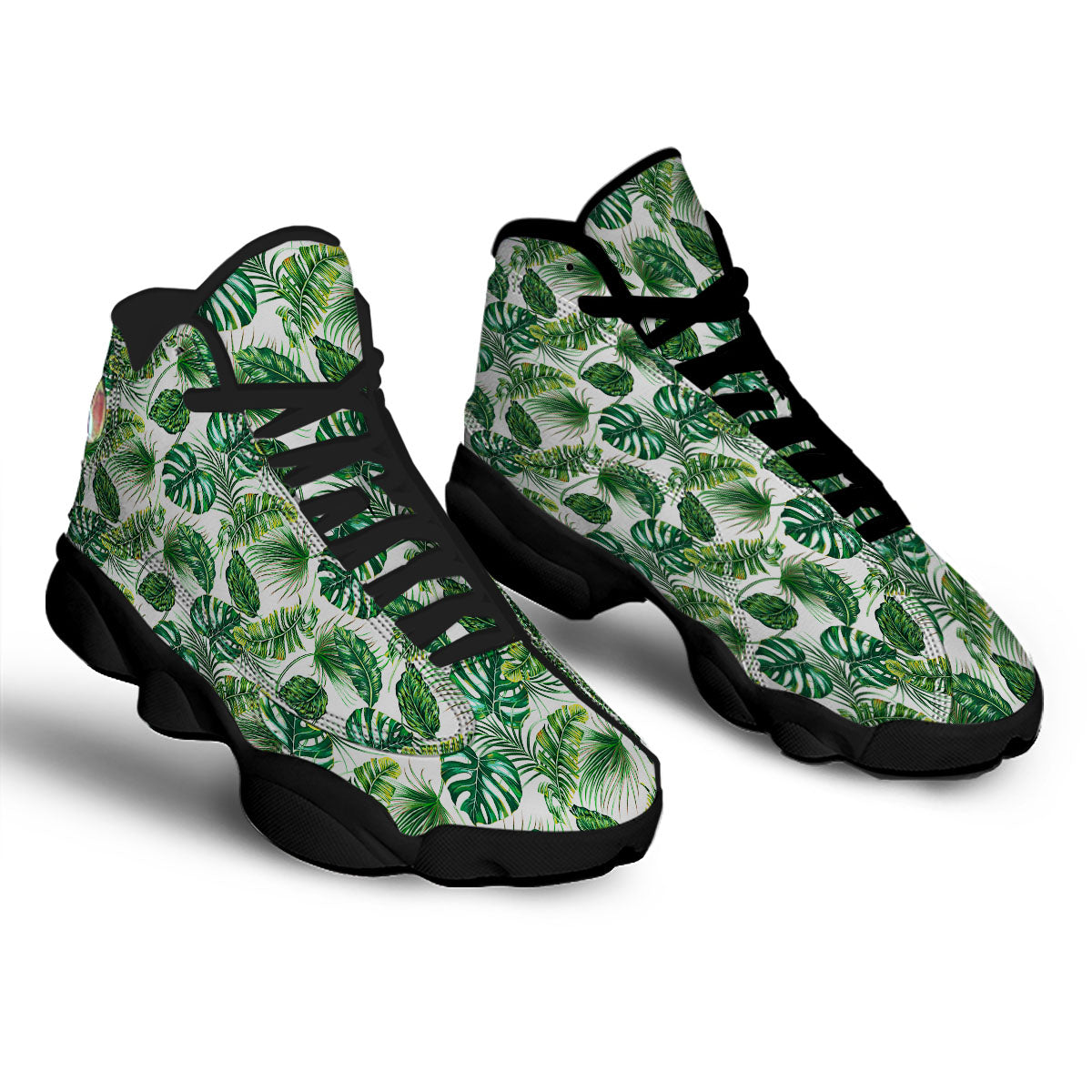 Tropical Palm Hawaiian Print Pattern Black Basketball Shoes-grizzshop