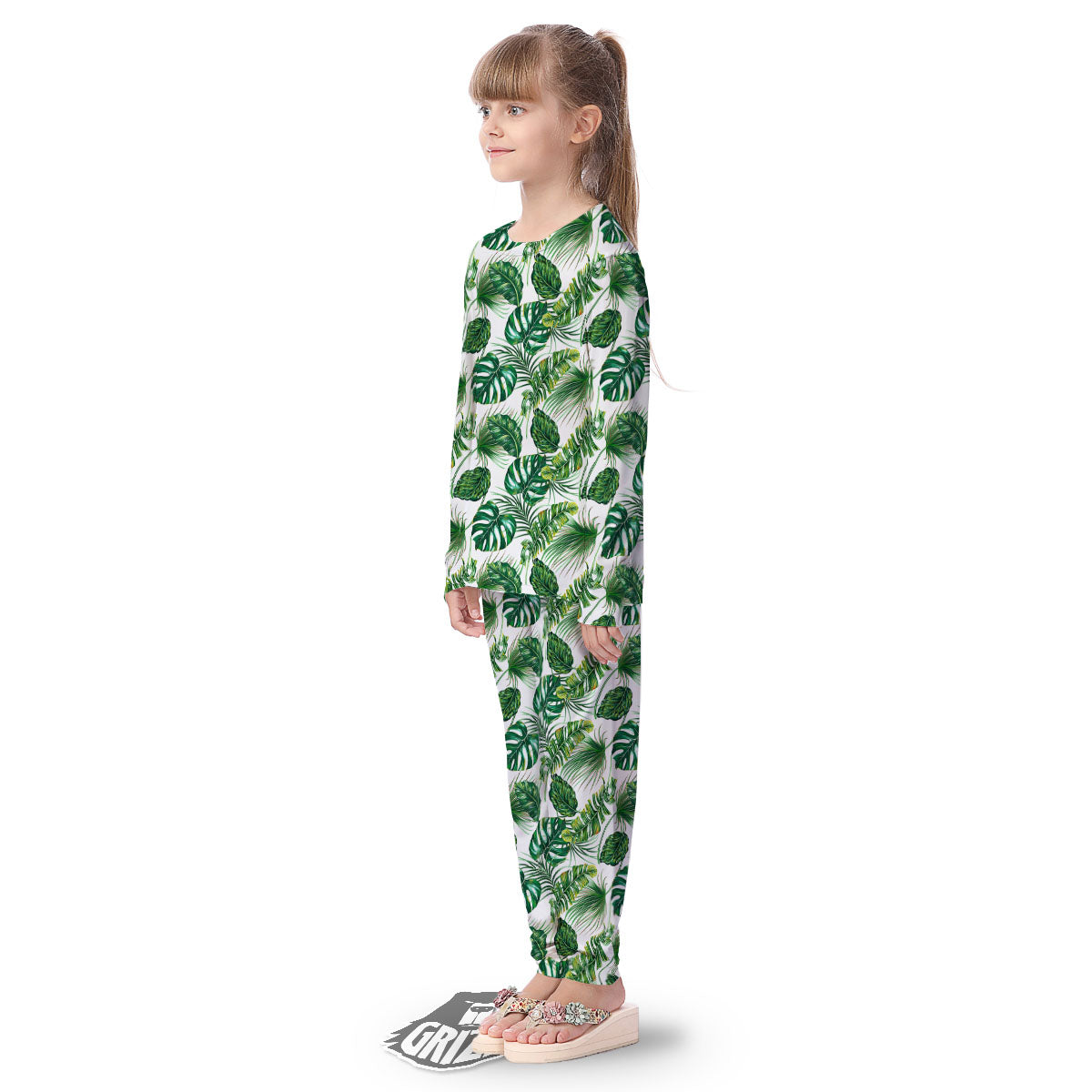 Tropical Palm Hawaiian Print Pattern Kid's Pajamas-grizzshop