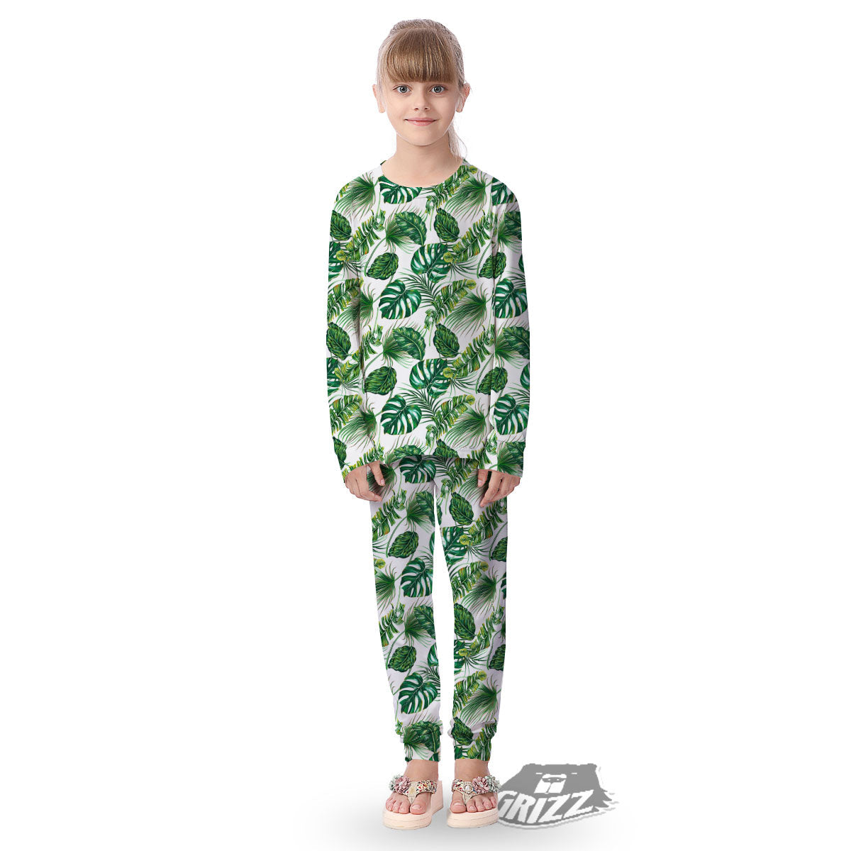 Tropical Palm Hawaiian Print Pattern Kid's Pajamas-grizzshop