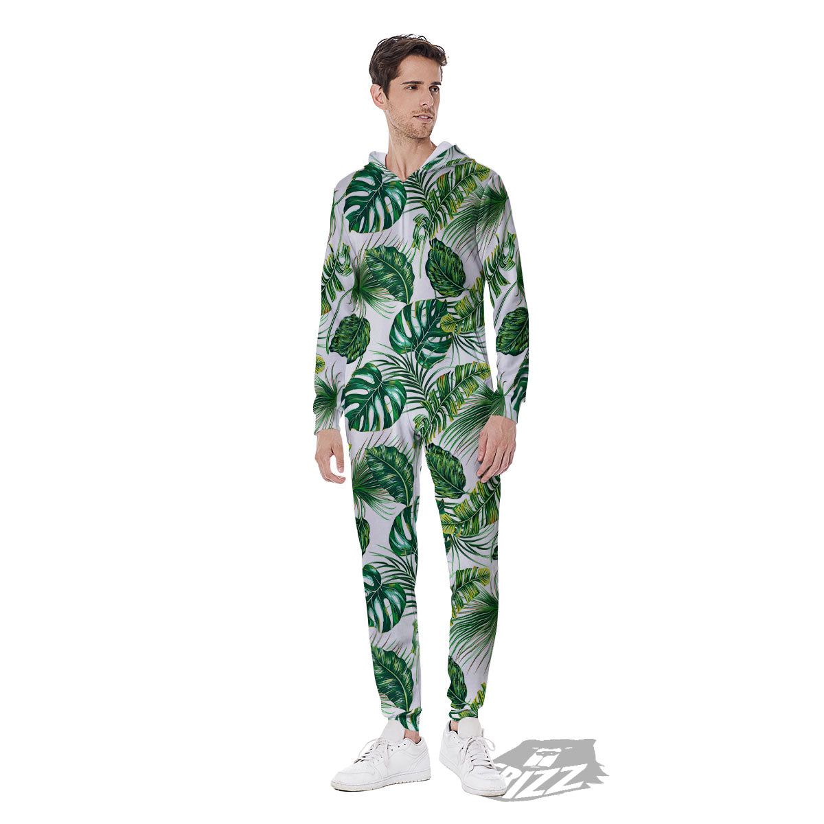Tropical Palm Hawaiian Print Pattern Men's Jumpsuit-grizzshop