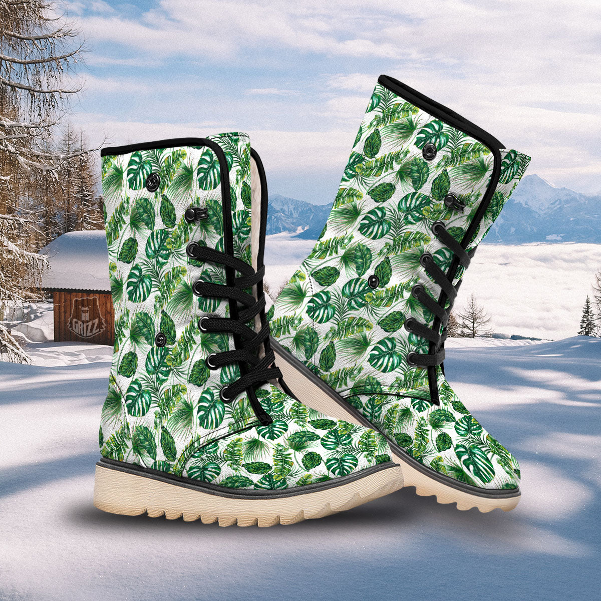 Tropical Palm Hawaiian Print Pattern Snow Boots-grizzshop