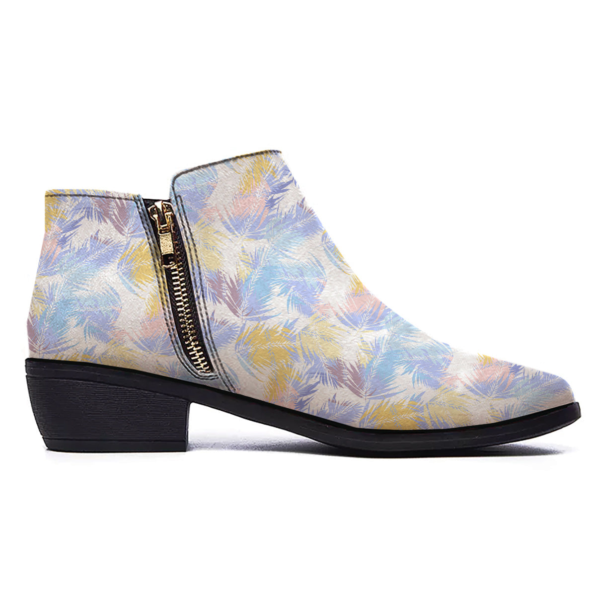 Tropical Palm Leaf Pastel Print Pattern Ankle Boots-grizzshop