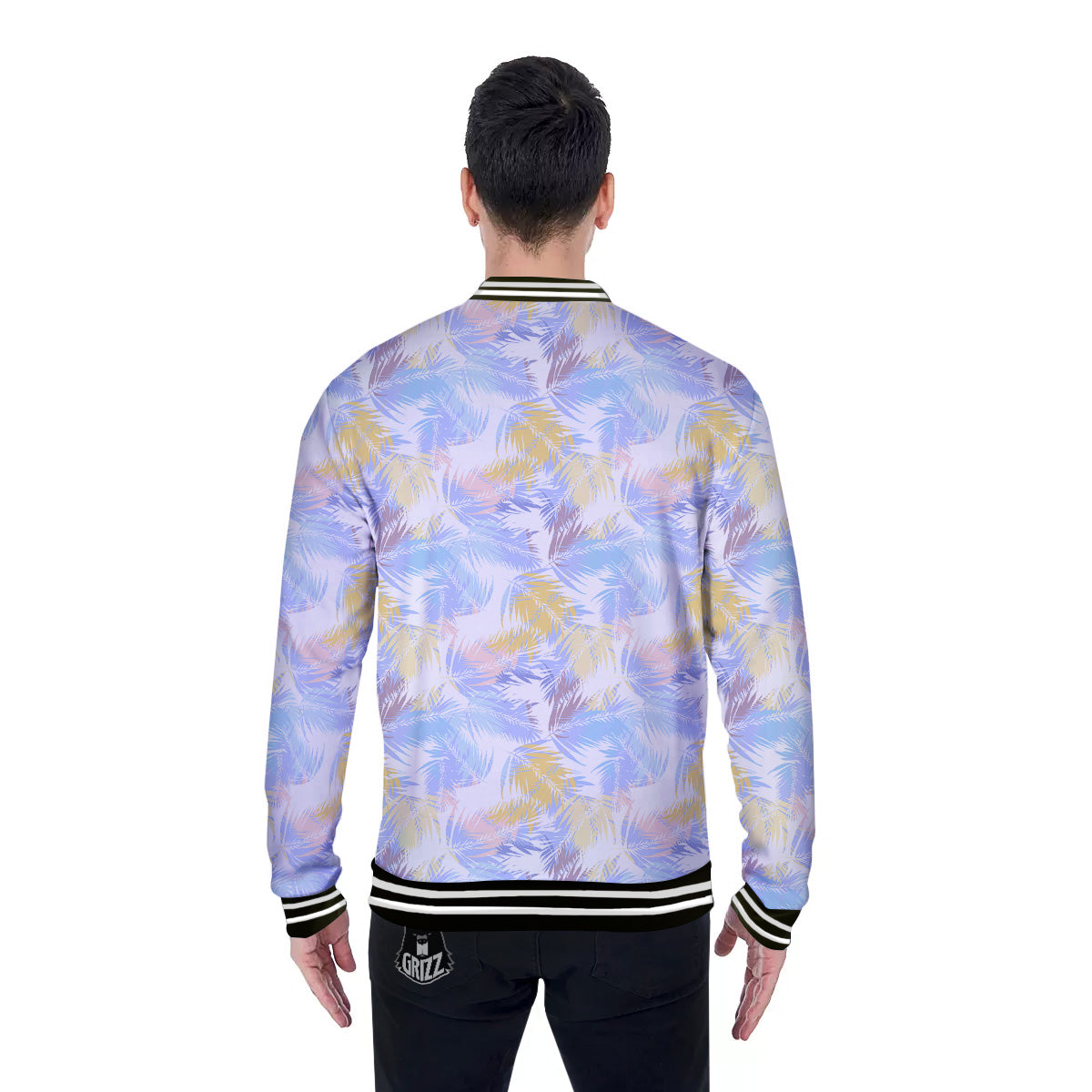 Tropical Palm Leaf Pastel Print Pattern Baseball Jacket-grizzshop