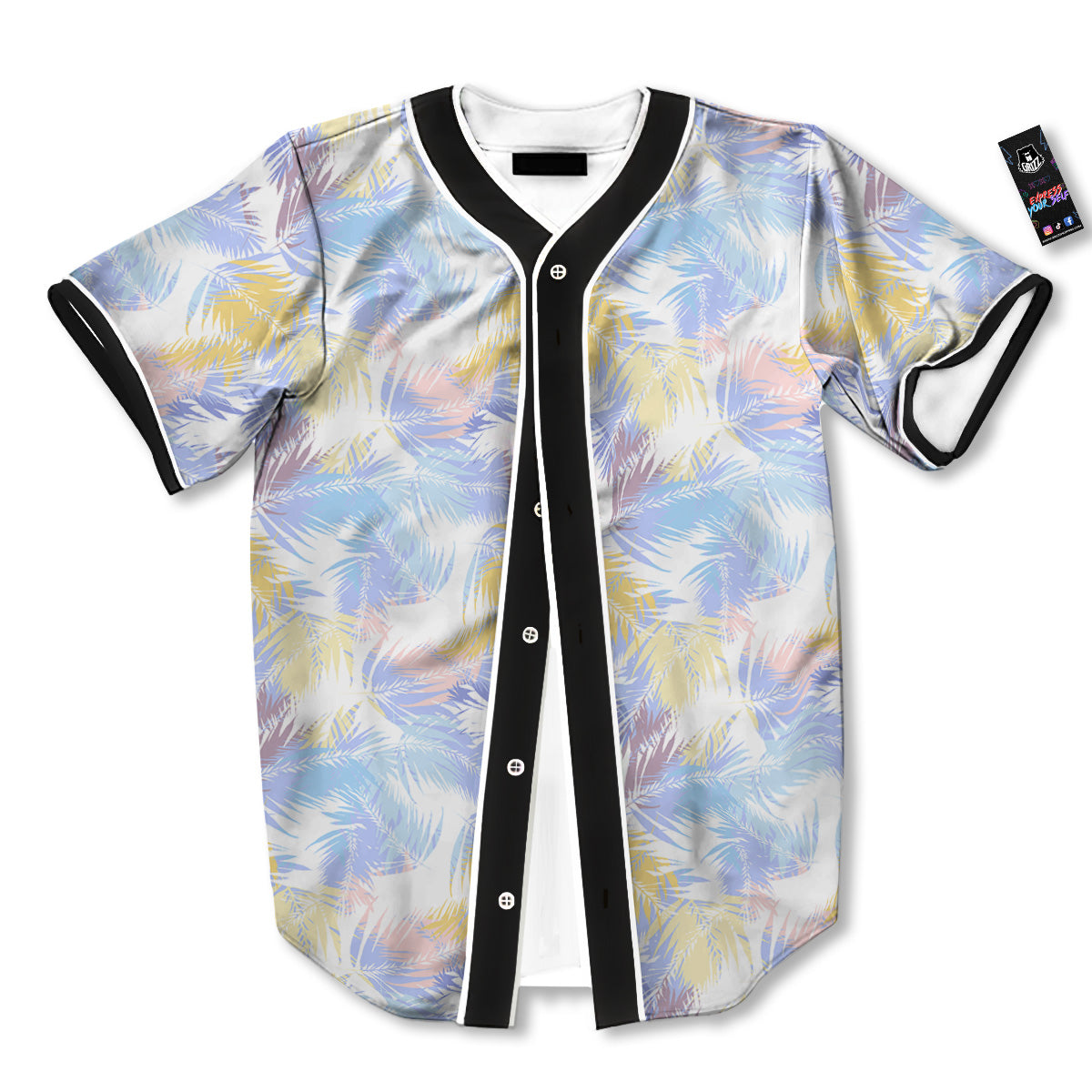 Tropical Palm Leaf Pastel Print Pattern Baseball Jersey-grizzshop