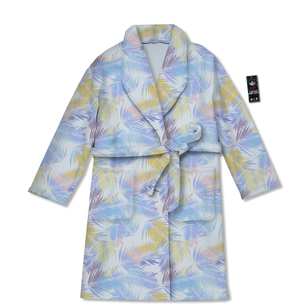 Tropical Palm Leaf Pastel Print Pattern Bathrobe-grizzshop