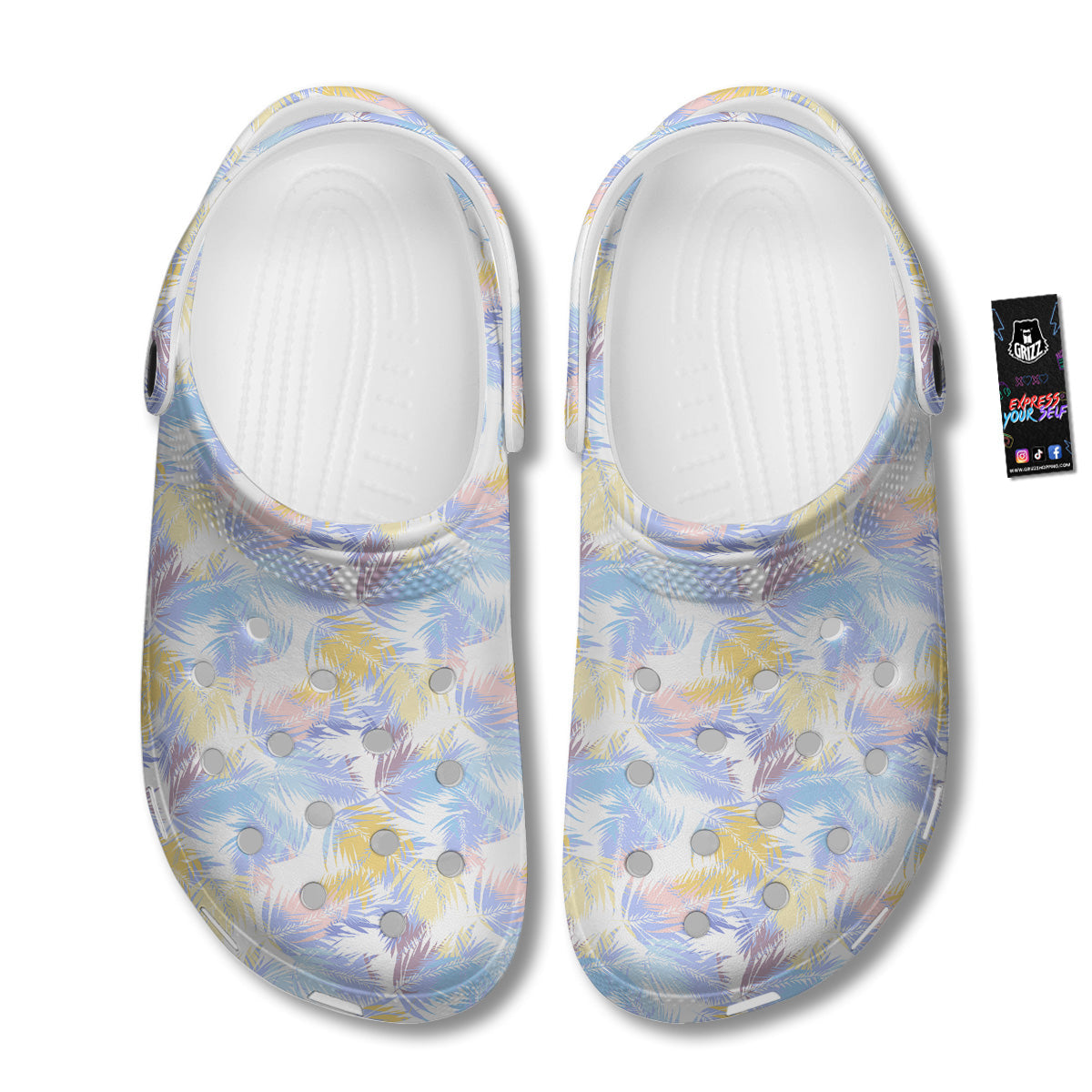 Tropical Palm Leaf Pastel Print Pattern Clog-grizzshop