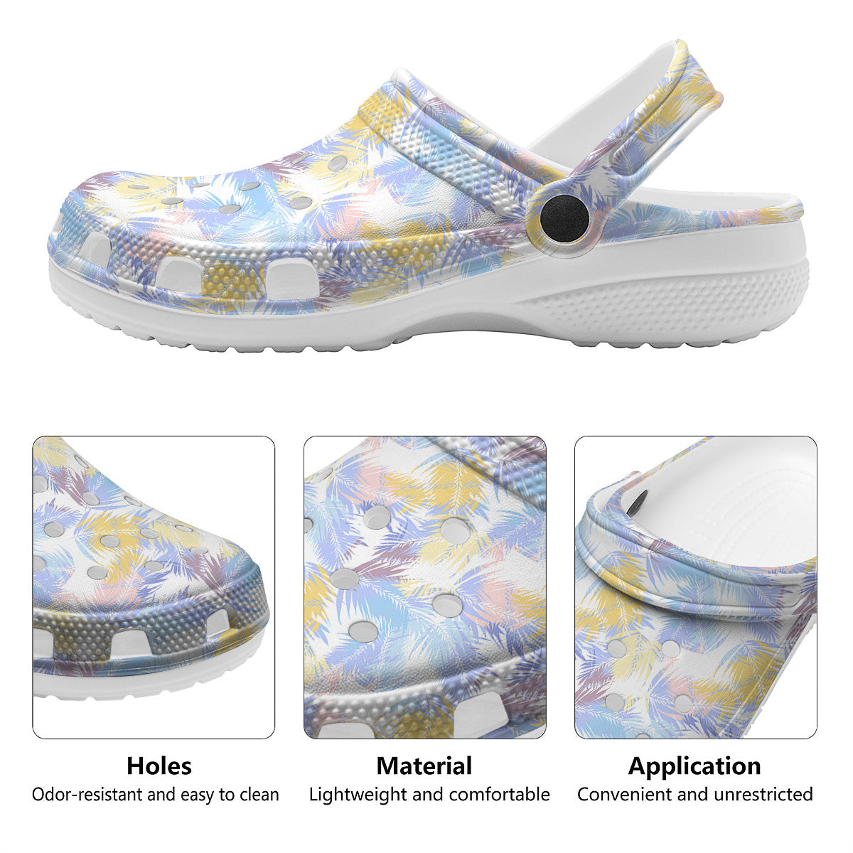 Tropical Palm Leaf Pastel Print Pattern Clog-grizzshop