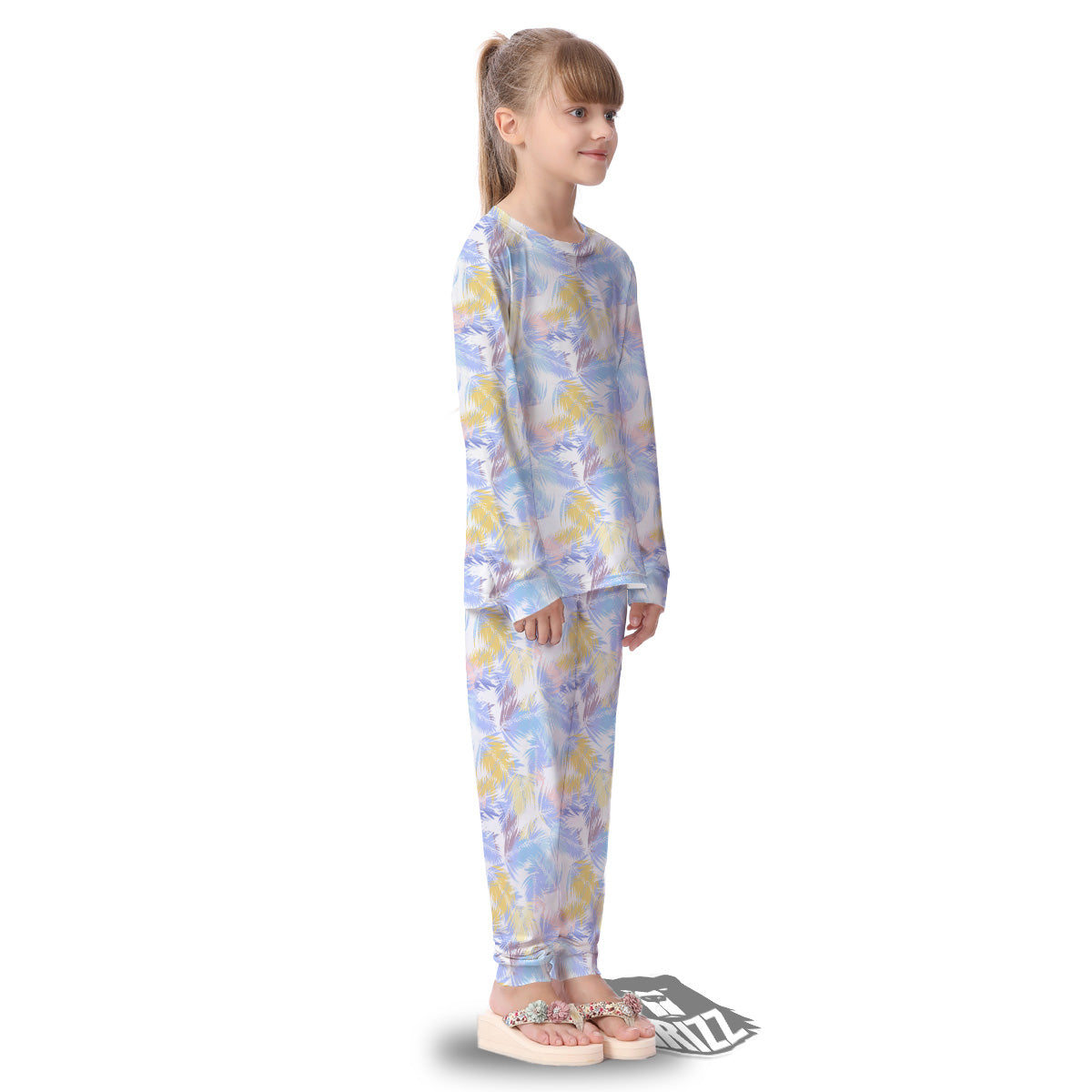 Tropical Palm Leaf Pastel Print Pattern Kid's Pajamas-grizzshop