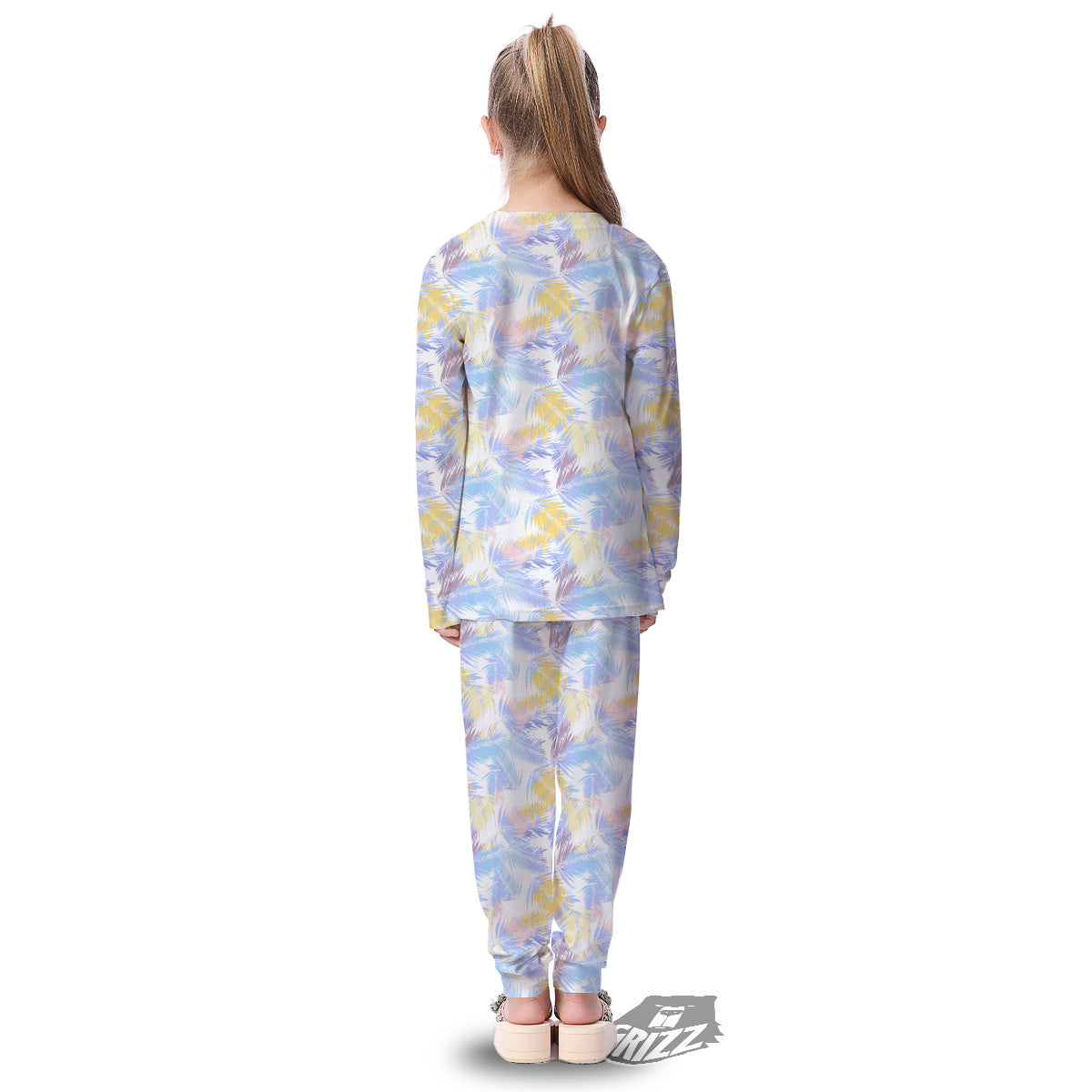 Tropical Palm Leaf Pastel Print Pattern Kid's Pajamas-grizzshop