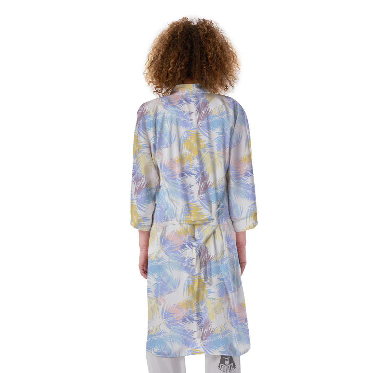 Tropical Palm Leaf Pastel Print Pattern Kimono-grizzshop